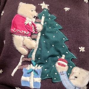 VINTAGE Nutcracker Teddy Bear Christmas Tree “Ugly” Sweater Medium